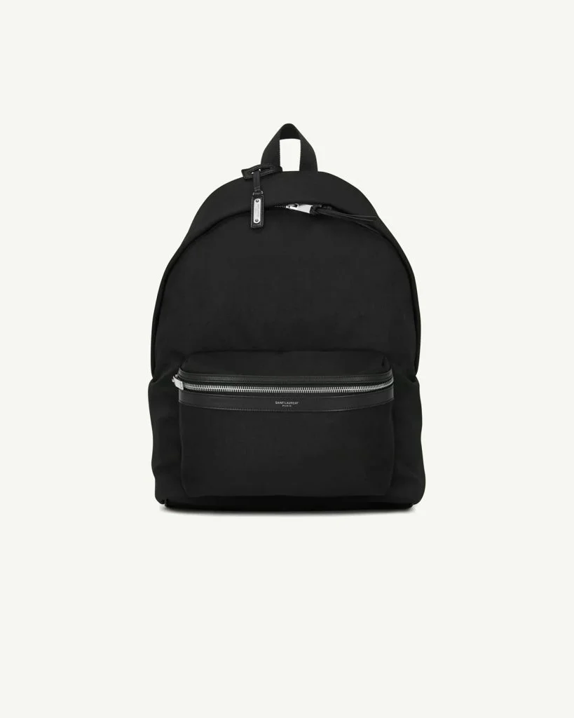 SAINT LAURENT City Backpack in Canvas, Nylon and Leather — Black