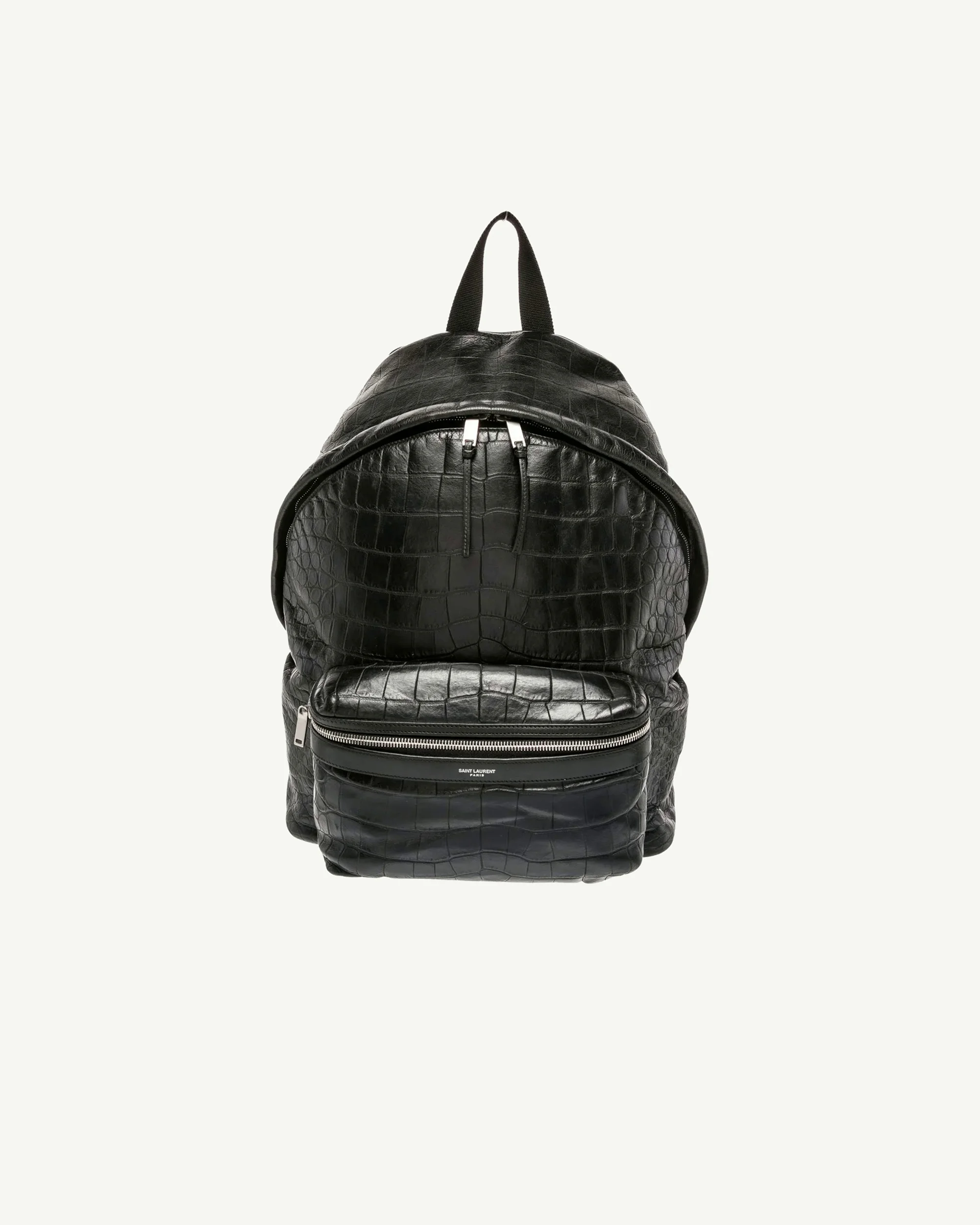 SAINT LAURENT City Croc-Effect Leather Backpack