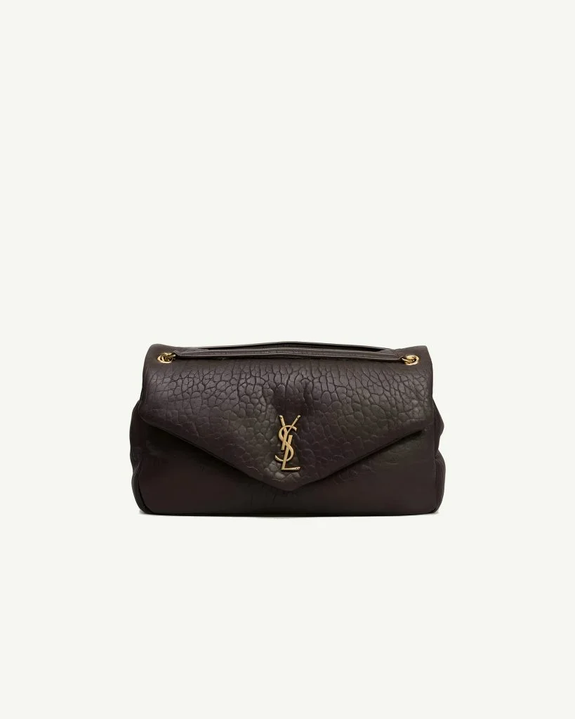 Saint Laurent Calypso Large in Grained Lambskin — Arabica Brown