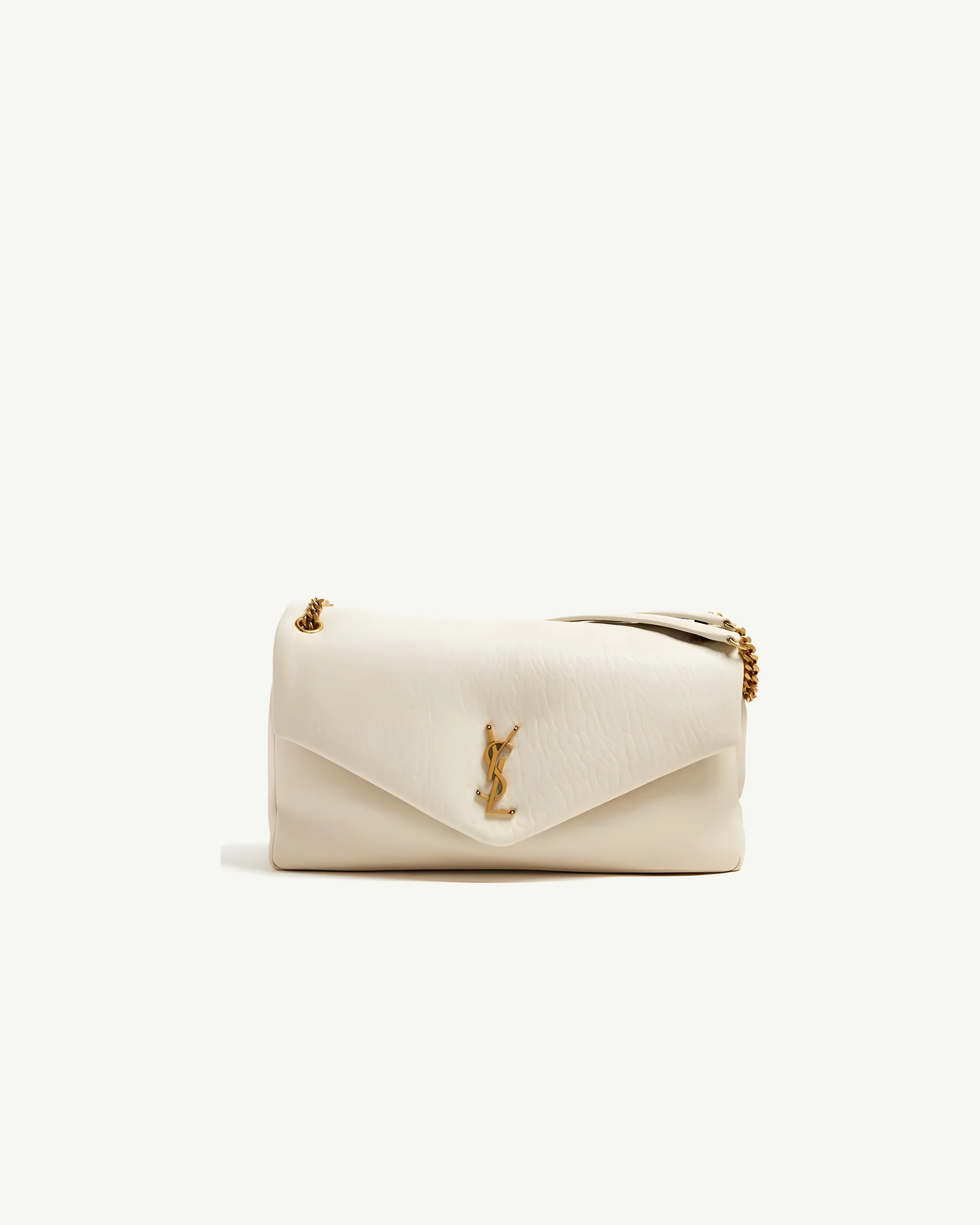 Saint Laurent Calypso Large in Grained Lambskin — Vintage White