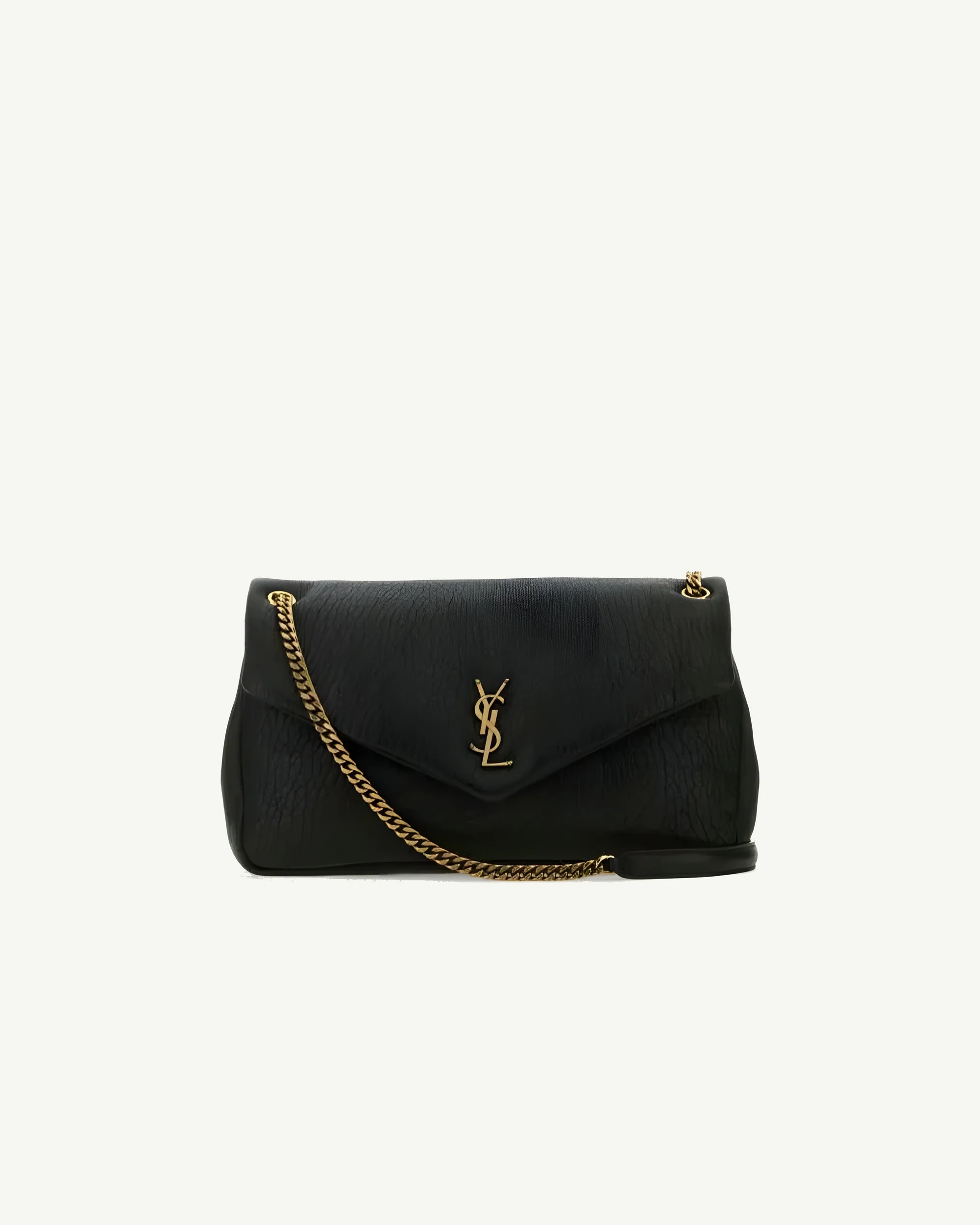 Saint Laurent Calypso Large Shoulder Bag in Black Lambskin