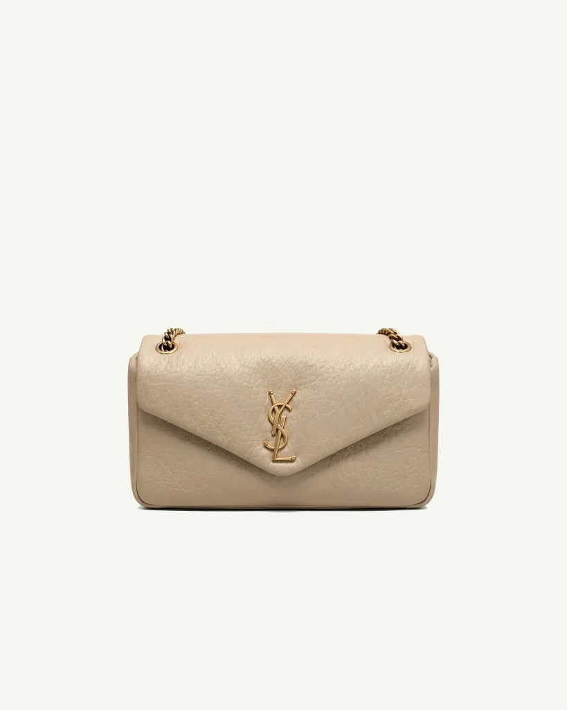 Saint Laurent Calypso Shoulder Bag in Beige Leather