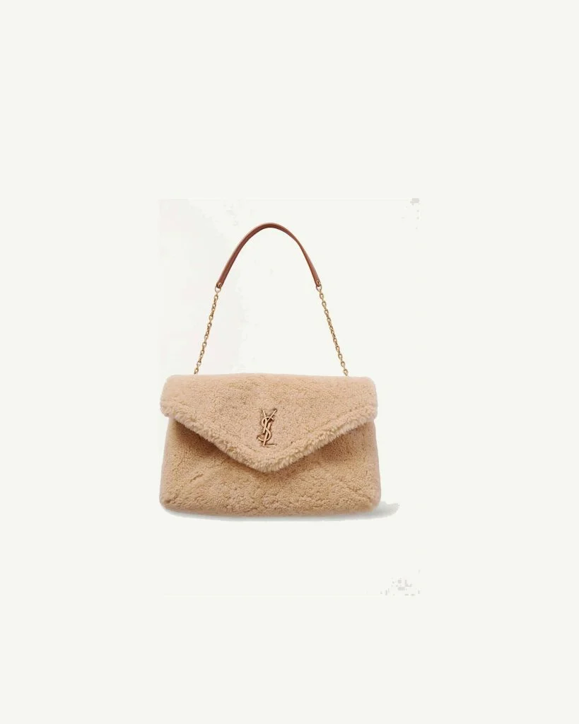Saint Laurent Cassandre Envelope shearling shoulder bag
