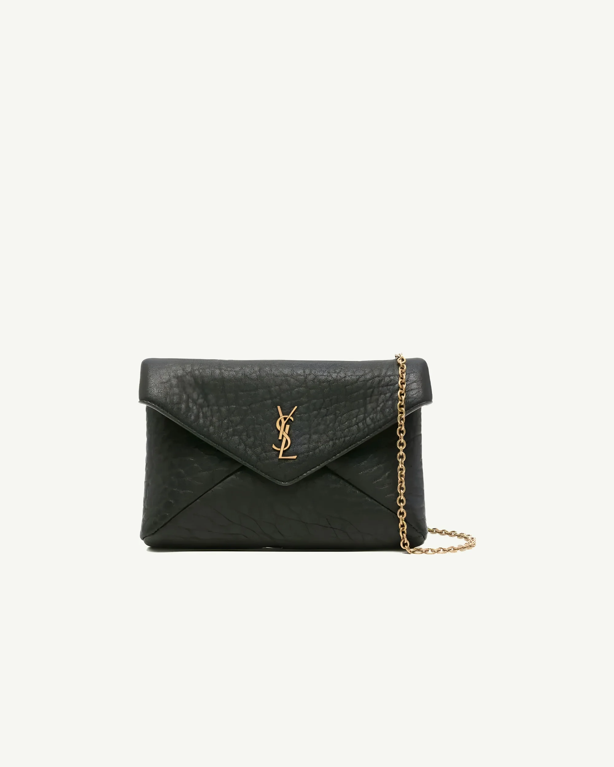 SAINT LAURENT Cassandre Envelope Chain Shoulder Bag — Black