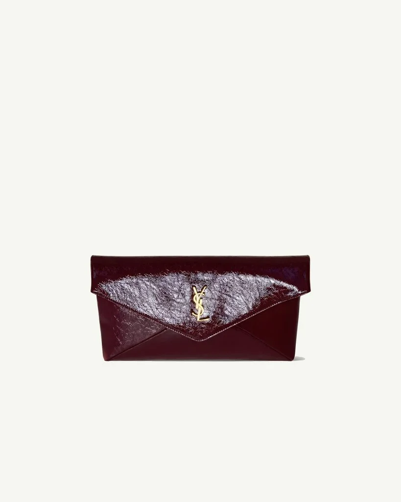 Saint Laurent Cassandre Envelope Clutch – Dark Ruby