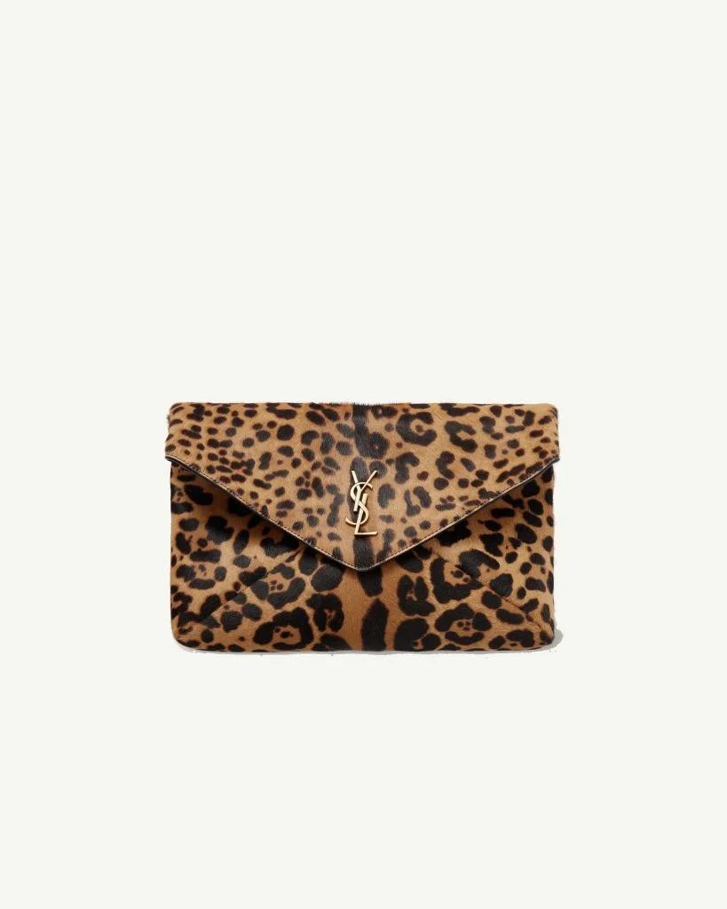 Saint Laurent Cassandre Leopard-Print Calf Hair Shoulder Bag