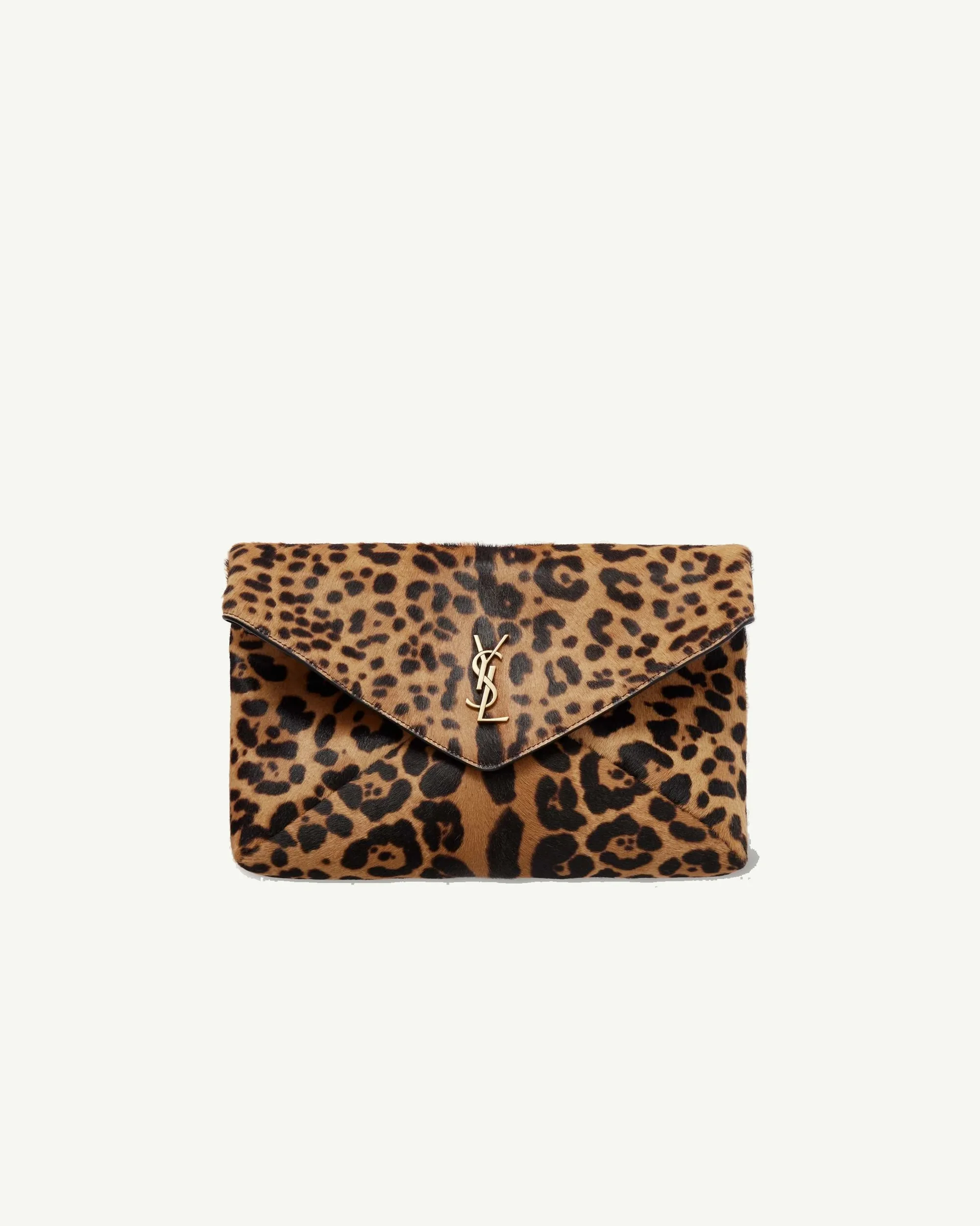 Saint Laurent Cassandre Leopard-Print Calf Hair Shoulder Bag