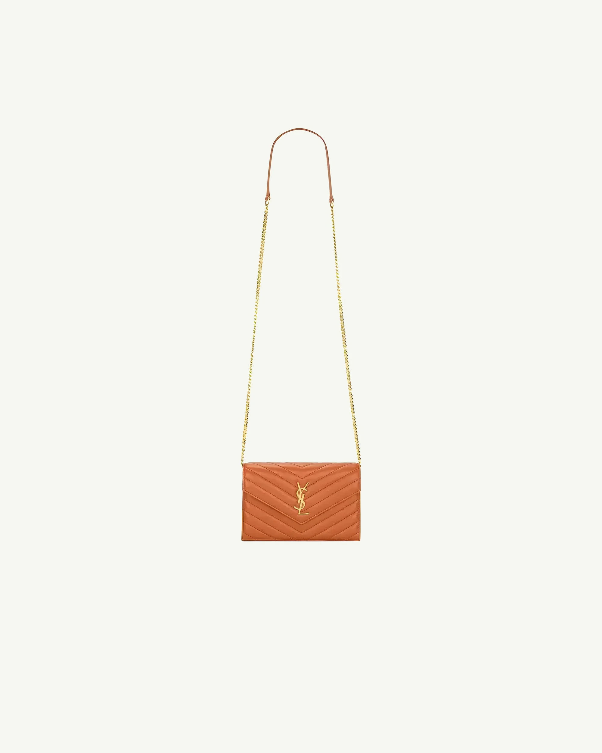 Saint Laurent Envelope Wallet on Chain — Dark Mandarin