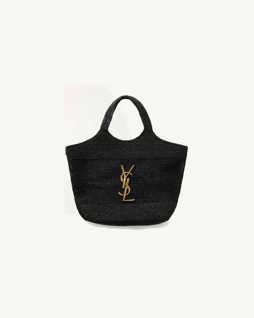 Saint Laurent Icare Maxi in Raffia — Black
