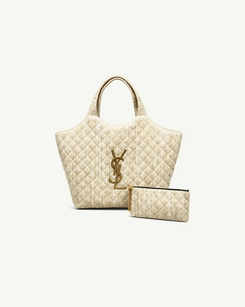 Saint Laurent Icare Maxi Raffia Tote — Beige - Natural