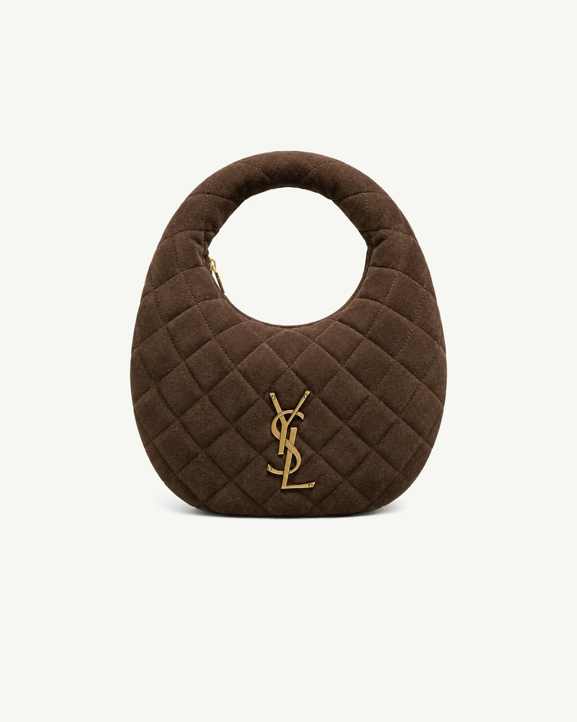 Saint Laurent Icare Quilted Suede Hobo Bag in Brown