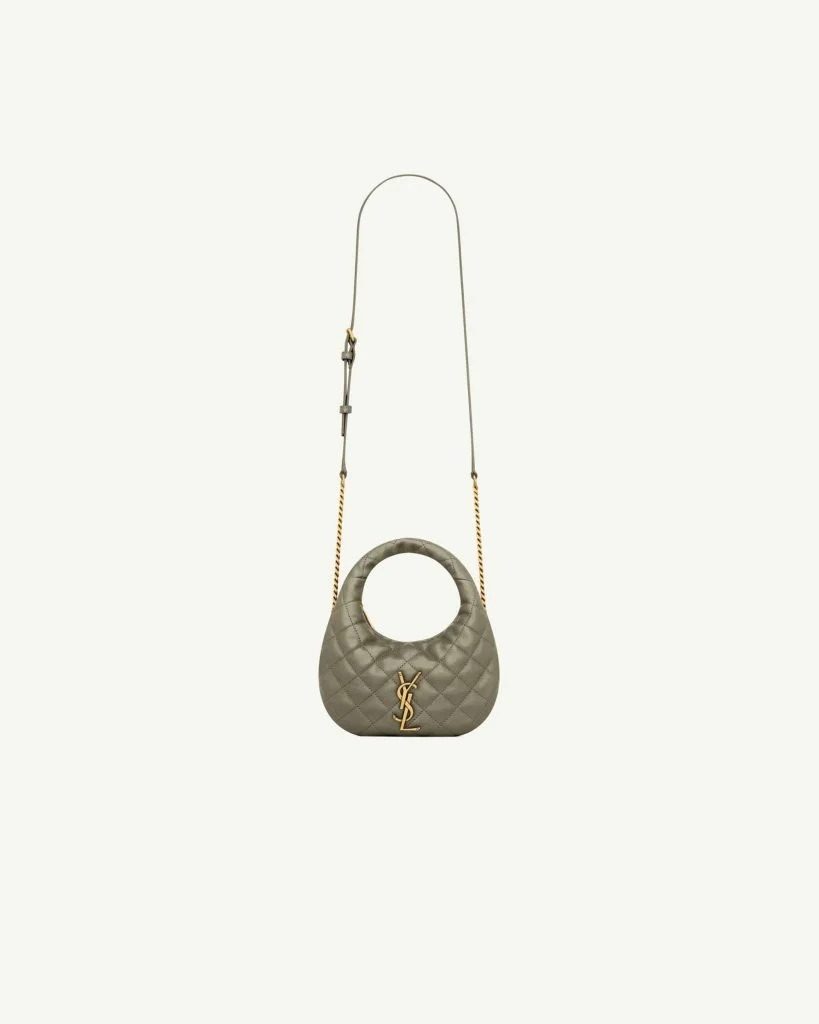 SAINT LAURENT Icarino Mini in Quilted Nappa — Strong Moss
