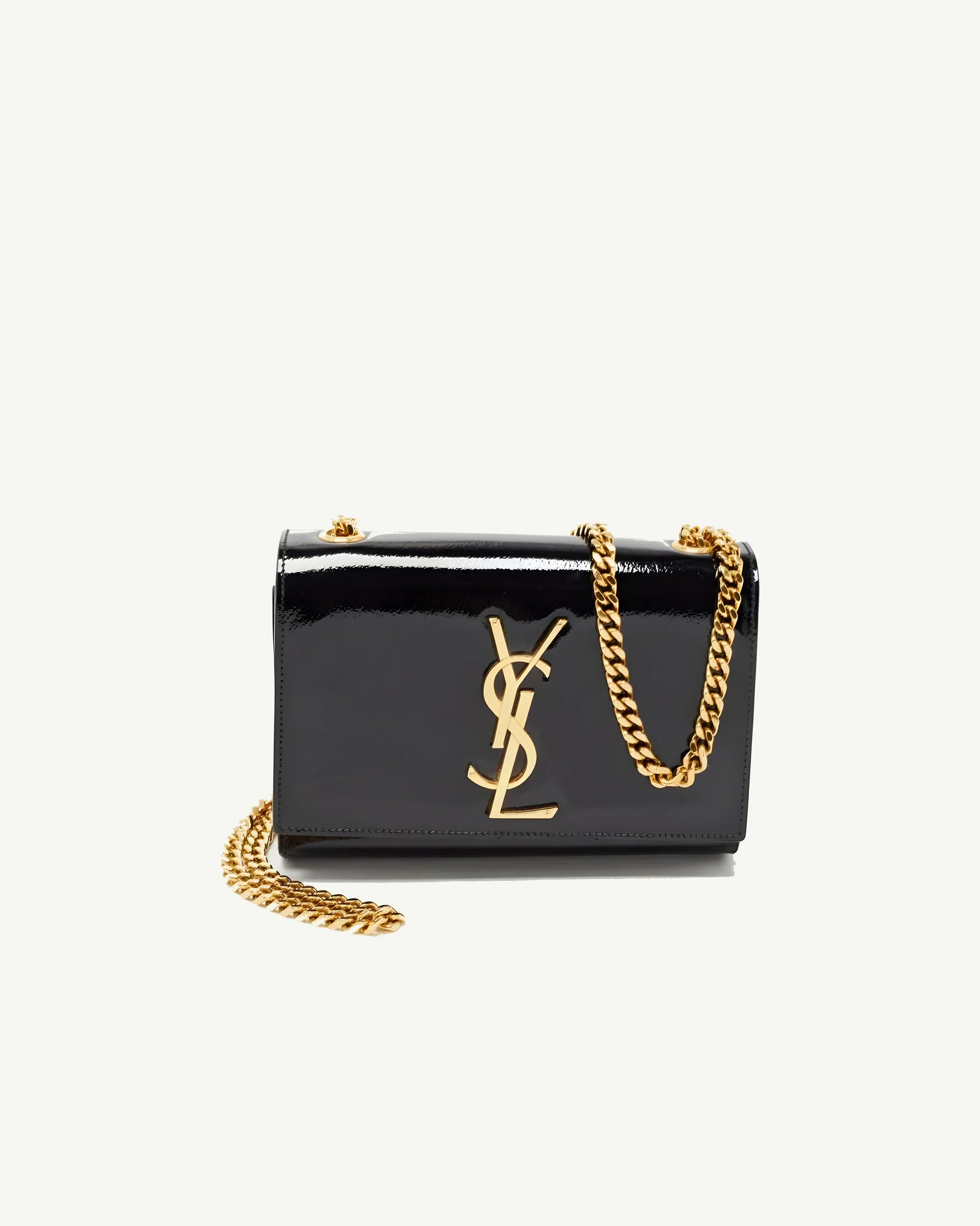 Saint Laurent Black Patent Leather Small Monogram Kate Chain Bag