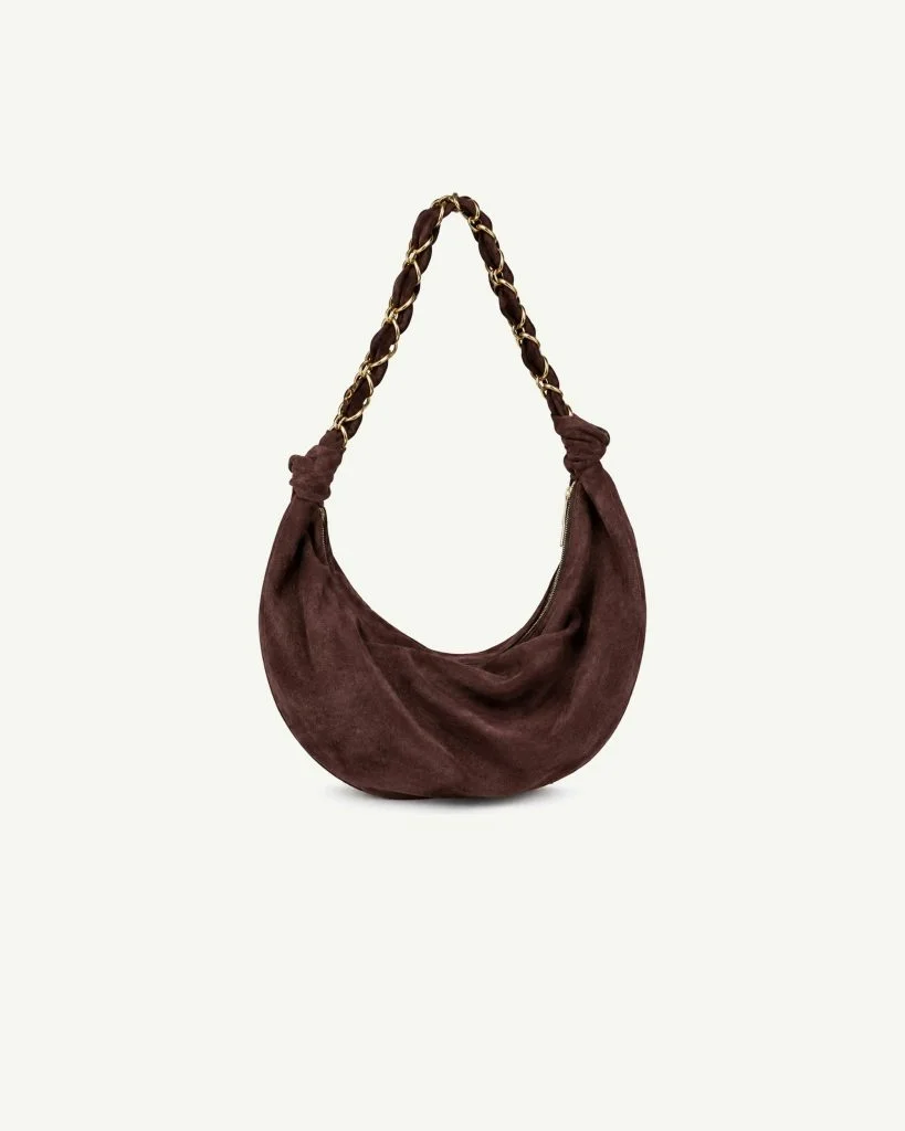 Saint Laurent Amalia Small Hobo Bag — Dark Brown Suede