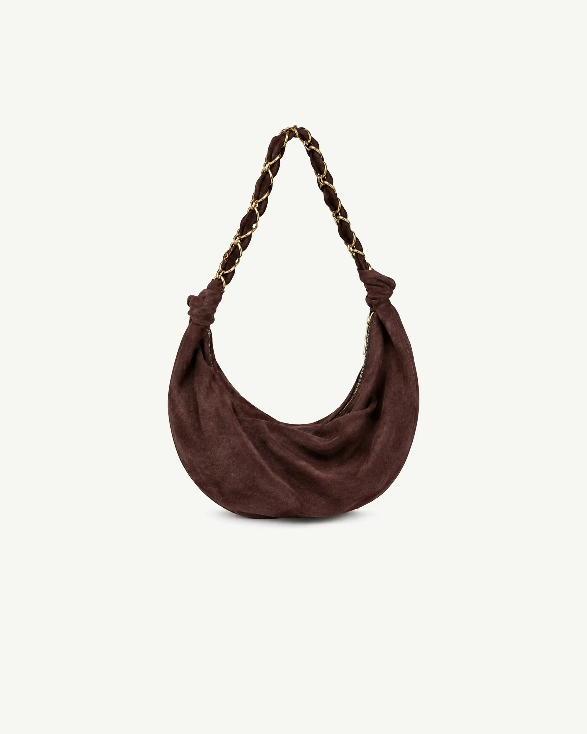 Saint Laurent Amalia Small Hobo Bag — Dark Brown Suede