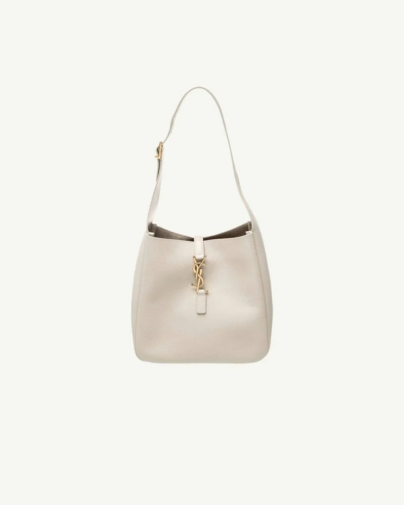 Saint Laurent Le 5 à 7 Leather Shoulder Bag in Ivory