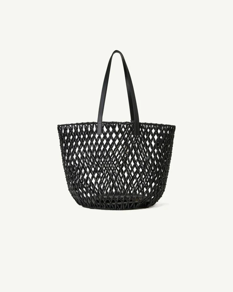 SAINT LAURENT Beaded Shoulder Bag — Black
