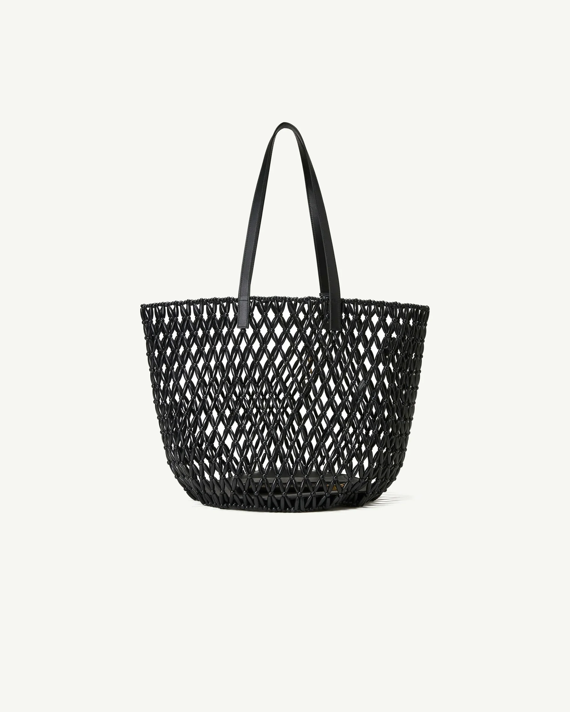 SAINT LAURENT Beaded Shoulder Bag — Black
