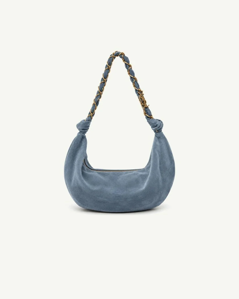 Saint Laurent Amalia Small Hobo Bag — Dusty Blue Suede