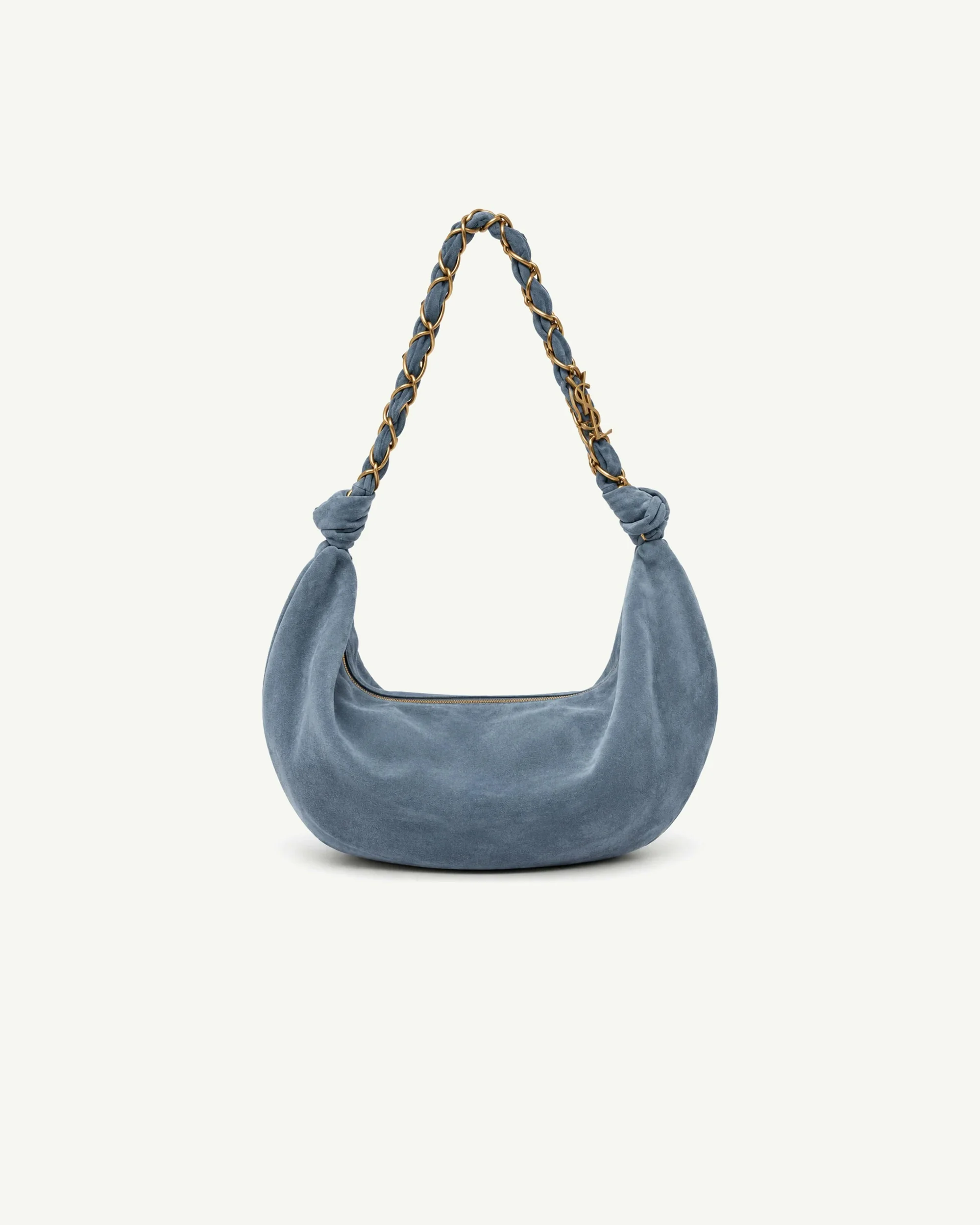 Saint Laurent Amalia Small Hobo Bag — Dusty Blue Suede