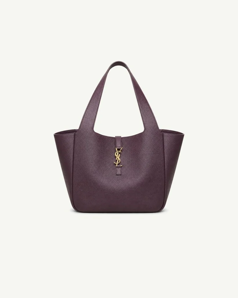 Saint Laurent Le 5 à 7 Large Supple Tote in Dark Burgundy