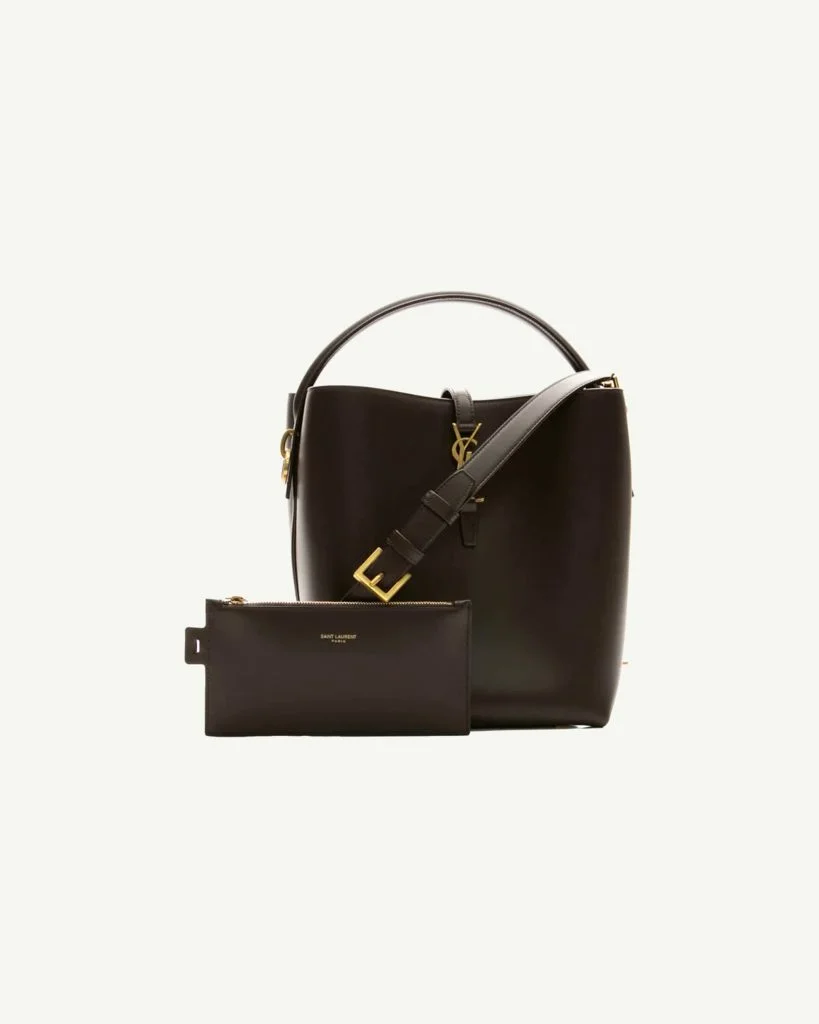 Saint Laurent Le 5 à 7 Supple Small Bucket Bag — Brown