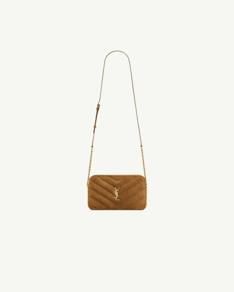 Saint Laurent Loulou Camera Bag in Suede — Caramel Brown