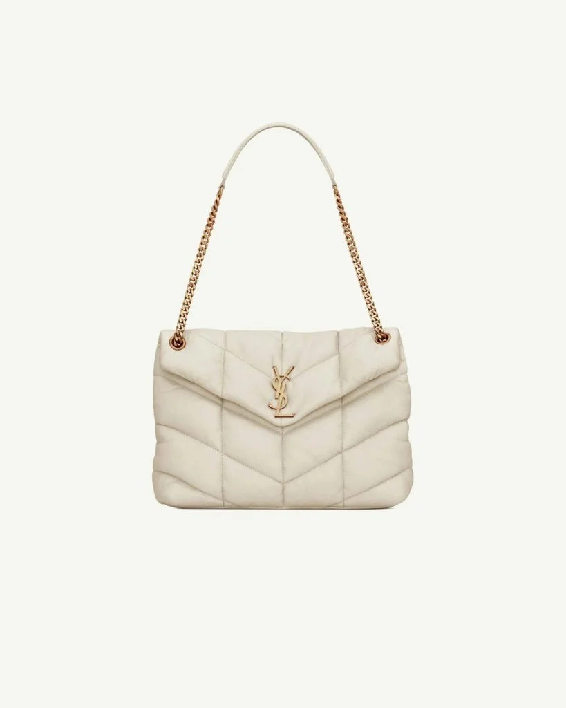Saint Laurent Loulou Puffer Medium in Quilted Lambskin — Cream