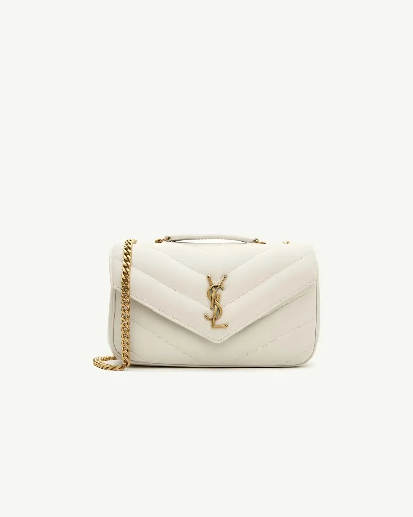 Saint Laurent Loulou Small Chain Bag — Light Beige