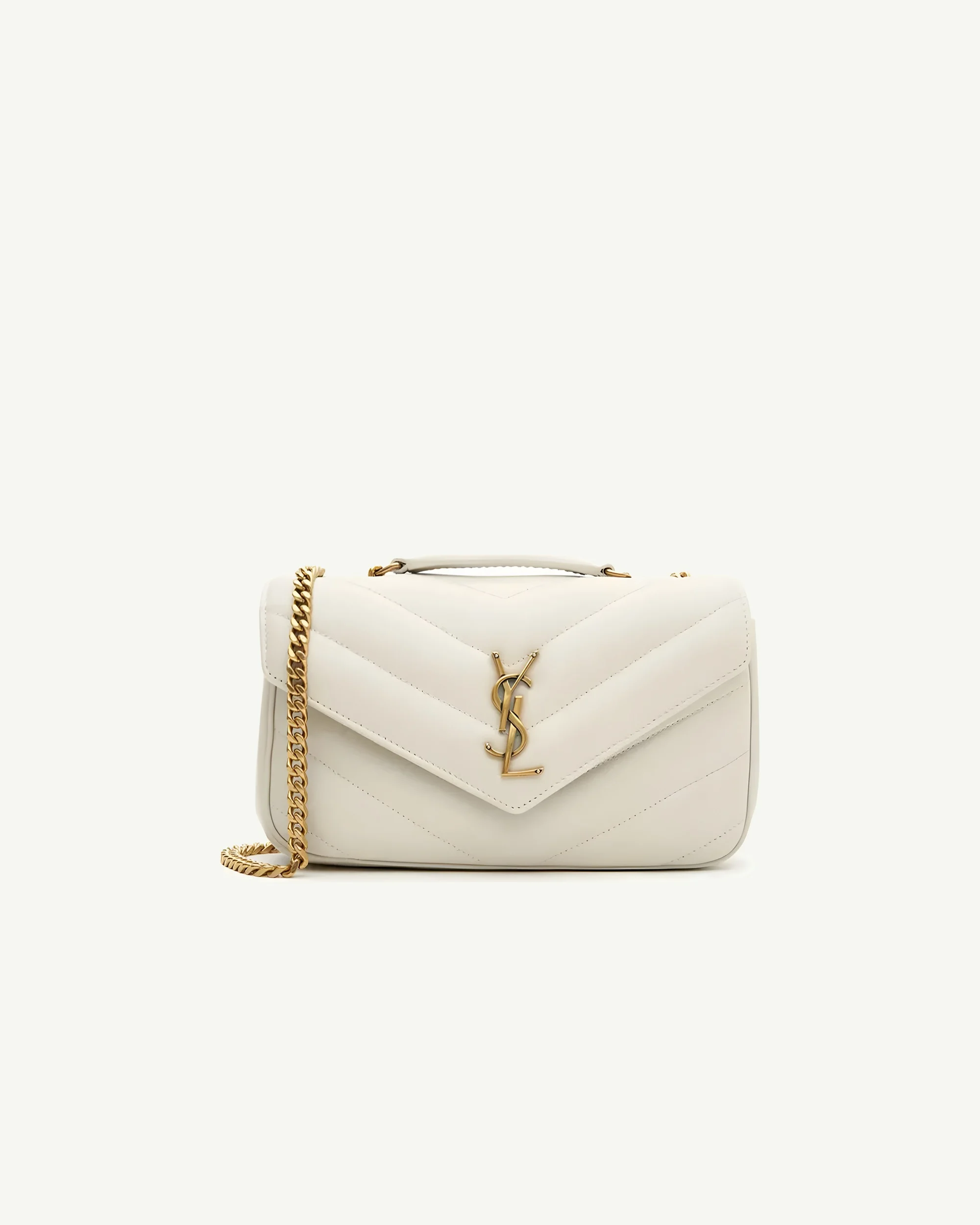 Saint Laurent Loulou Small Chain Bag — Light Beige