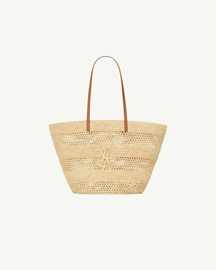 Saint Laurent Panier Medium in Raffia — Natural