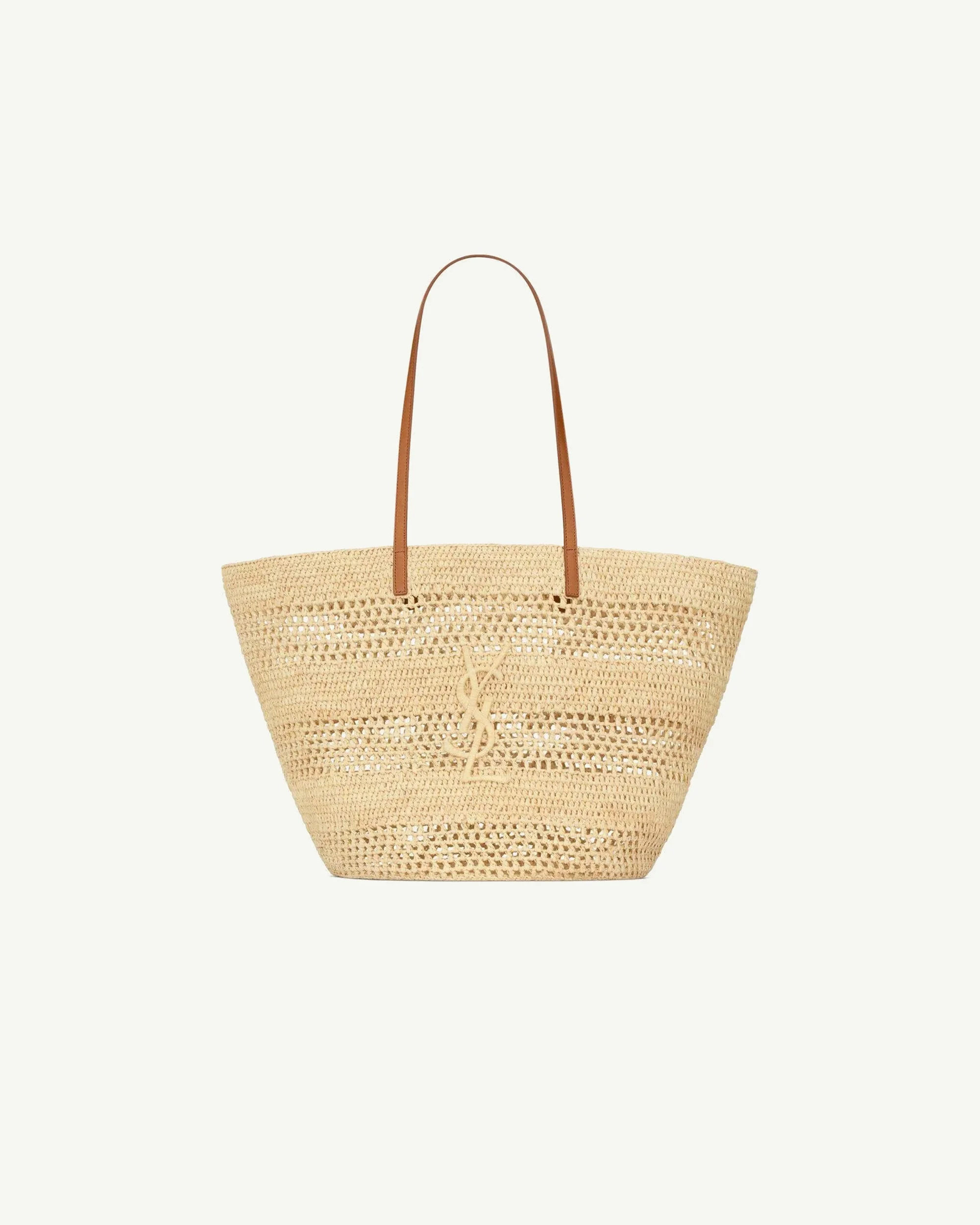 Saint Laurent Panier Medium in Raffia — Natural