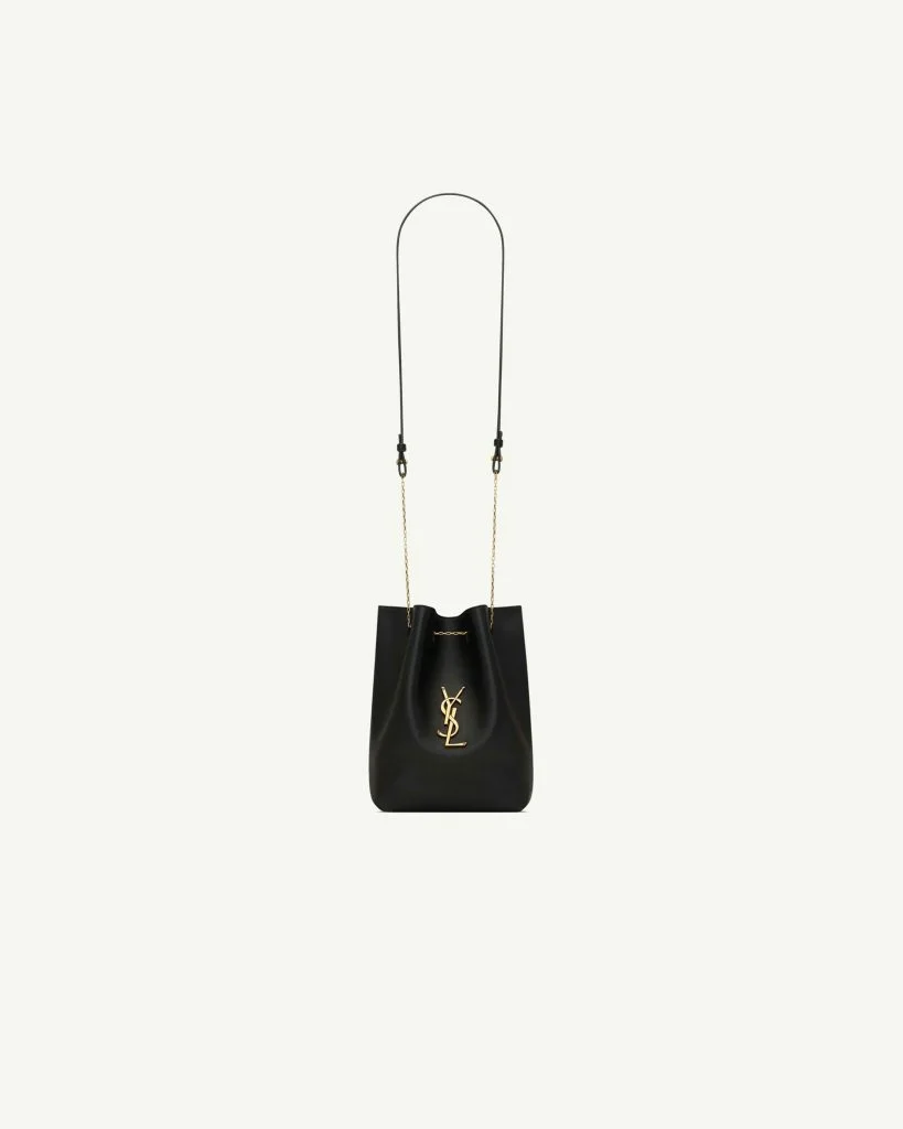 Saint Laurent Pochon Small Chain Bag in Black Lambskin