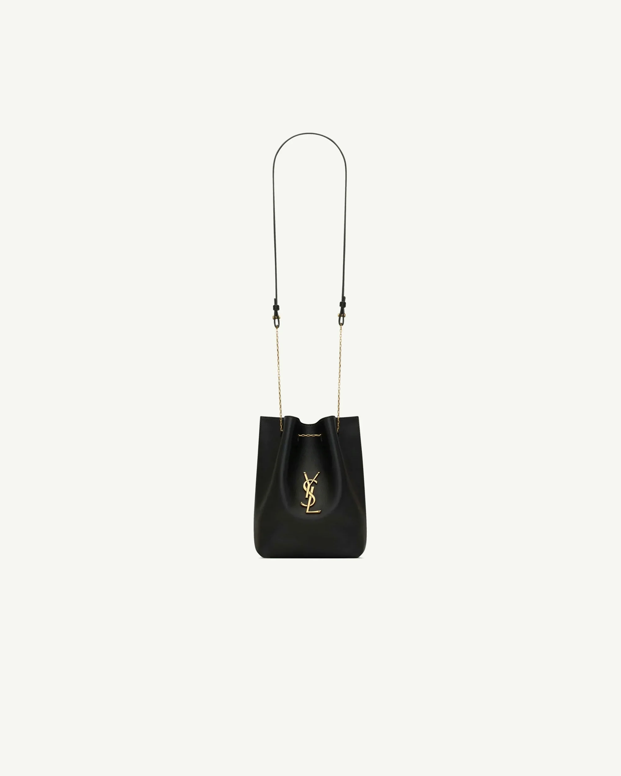 Saint Laurent Pochon Small Chain Bag in Black Lambskin