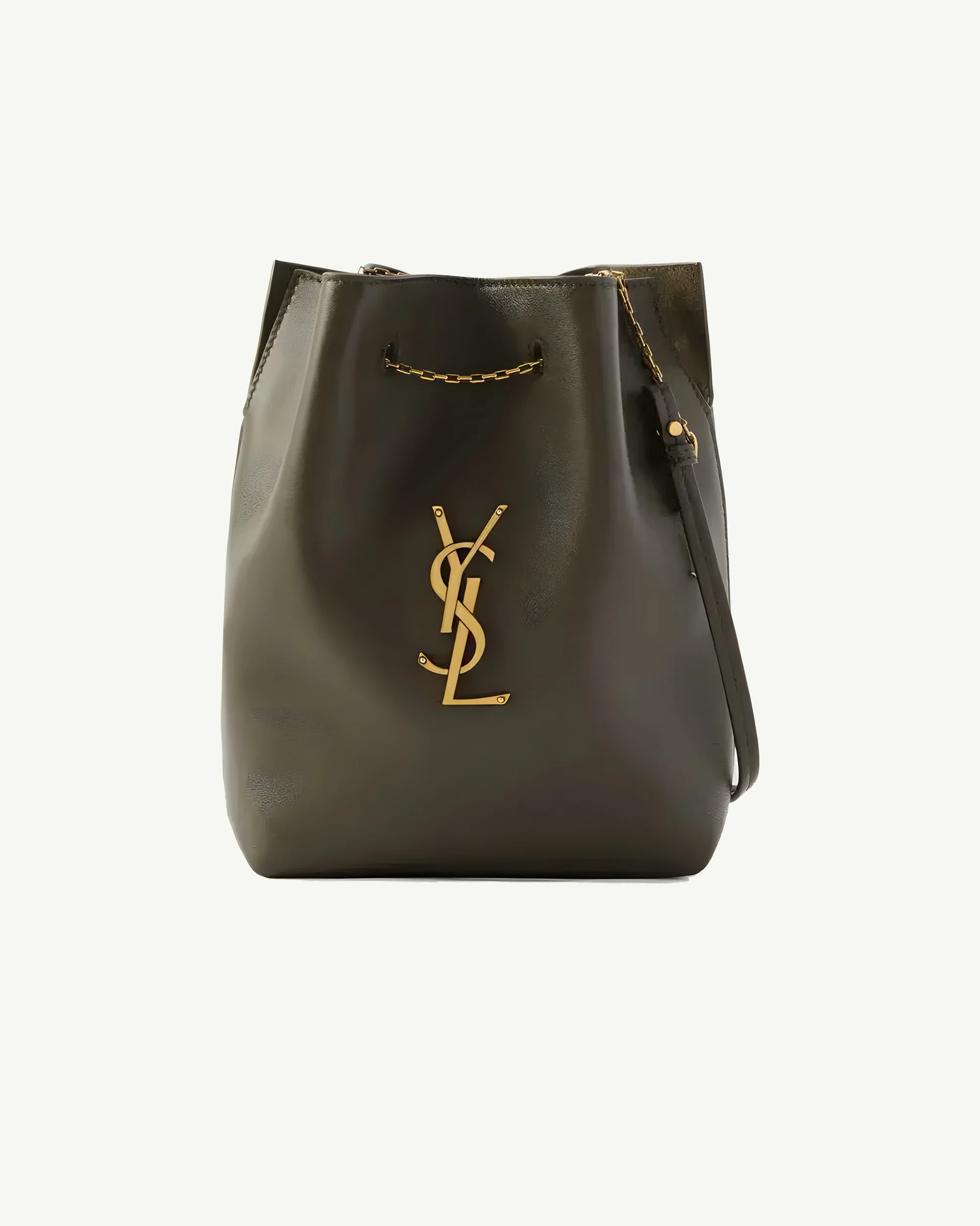Saint Laurent Sintra Sport Leather Shoulder Bag — Gray-Green