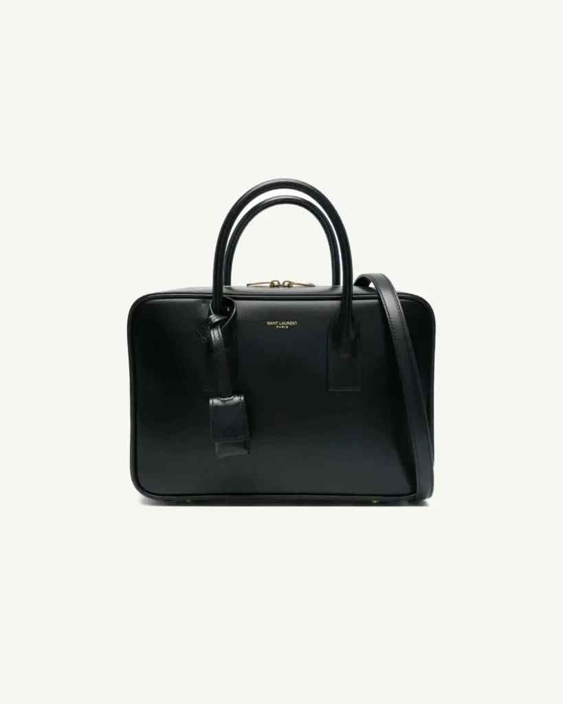 Saint Laurent Sac de Jour Bauletto Leather Bag — Black