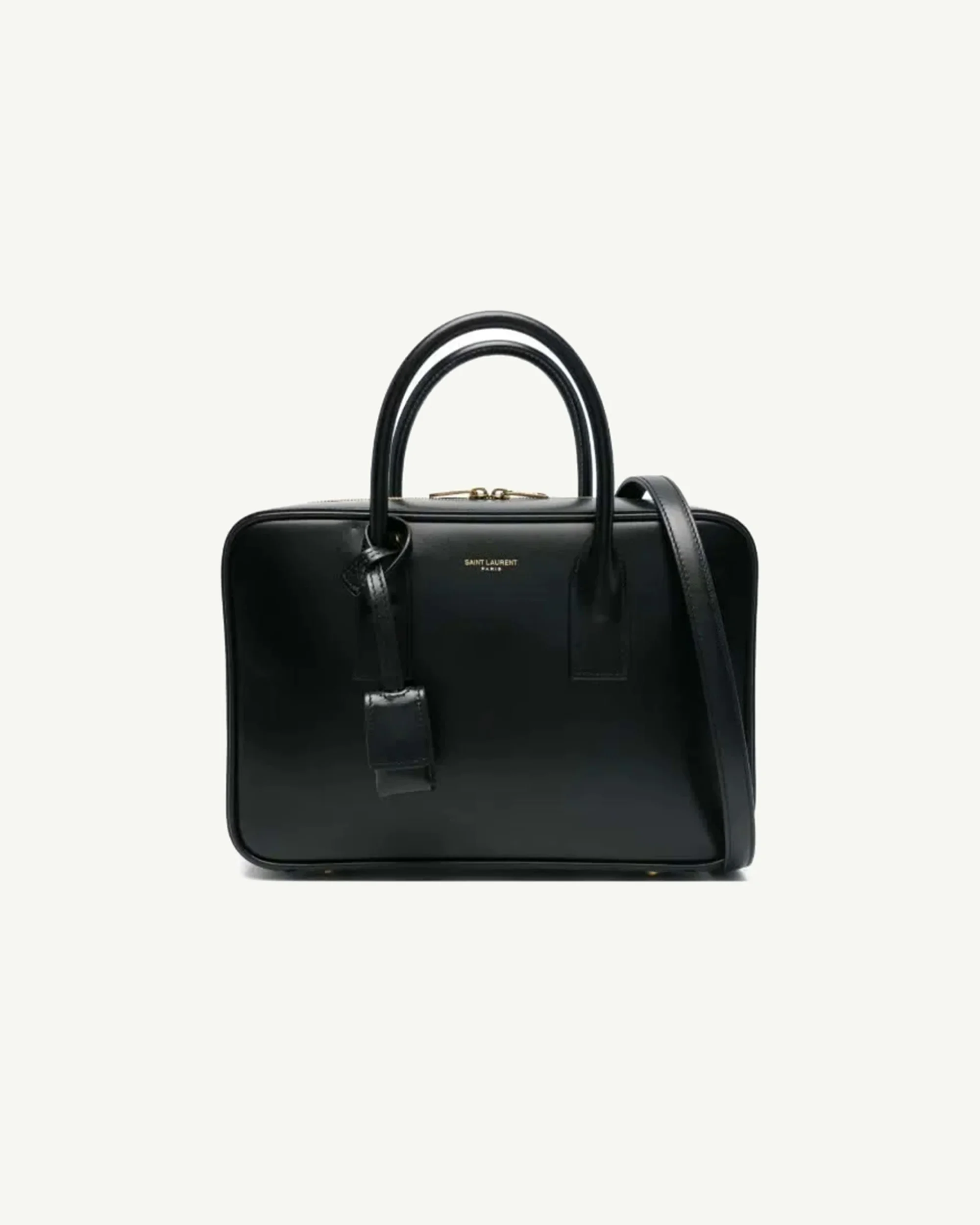 Saint Laurent Sac de Jour Bauletto Leather Bag — Black