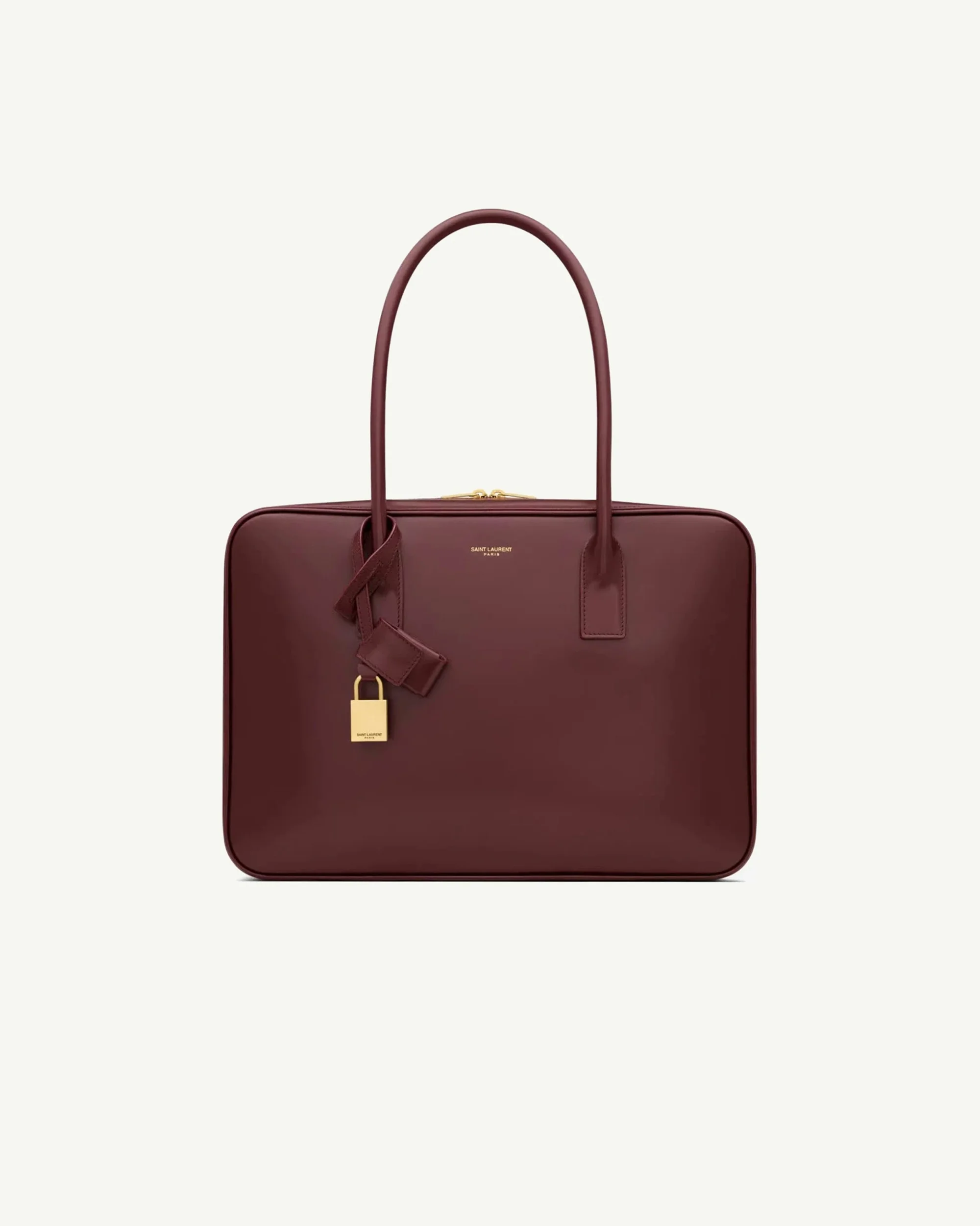 Saint Laurent Sac de Jour Bauletto Leather Bag — Burgundy
