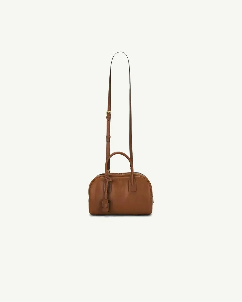 Saint Laurent Small Boston Bag in Toasted Brown Calfskin Leather