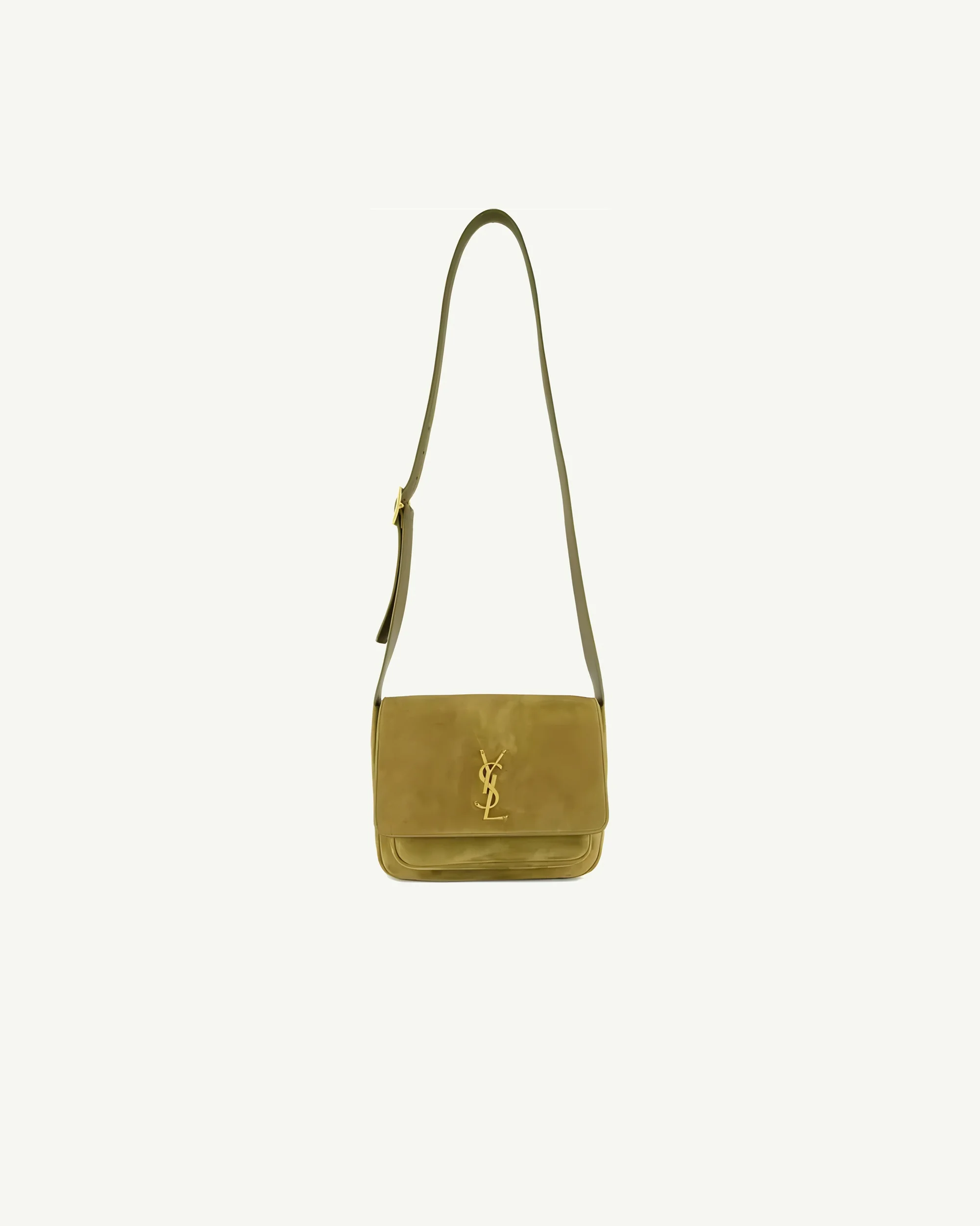 Saint Laurent Small Niki Suede Satchel Bag in Barley Green