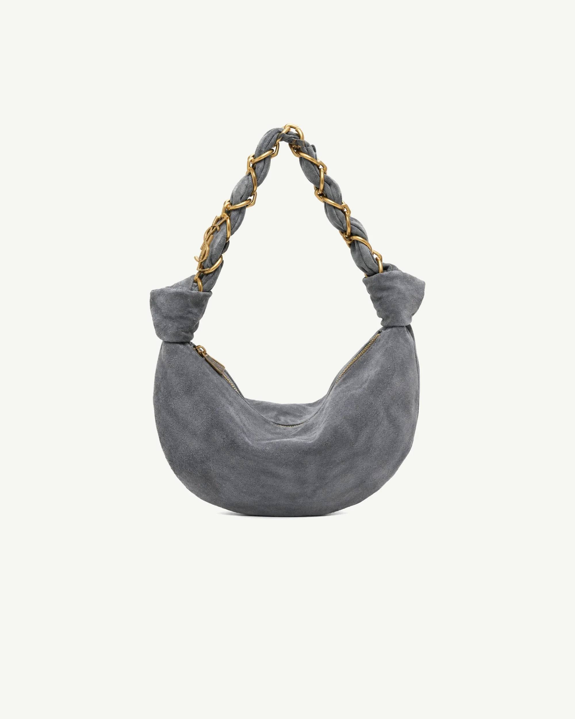 Saint Laurent Amalia Small Shoulder Bag — Grey Suede
