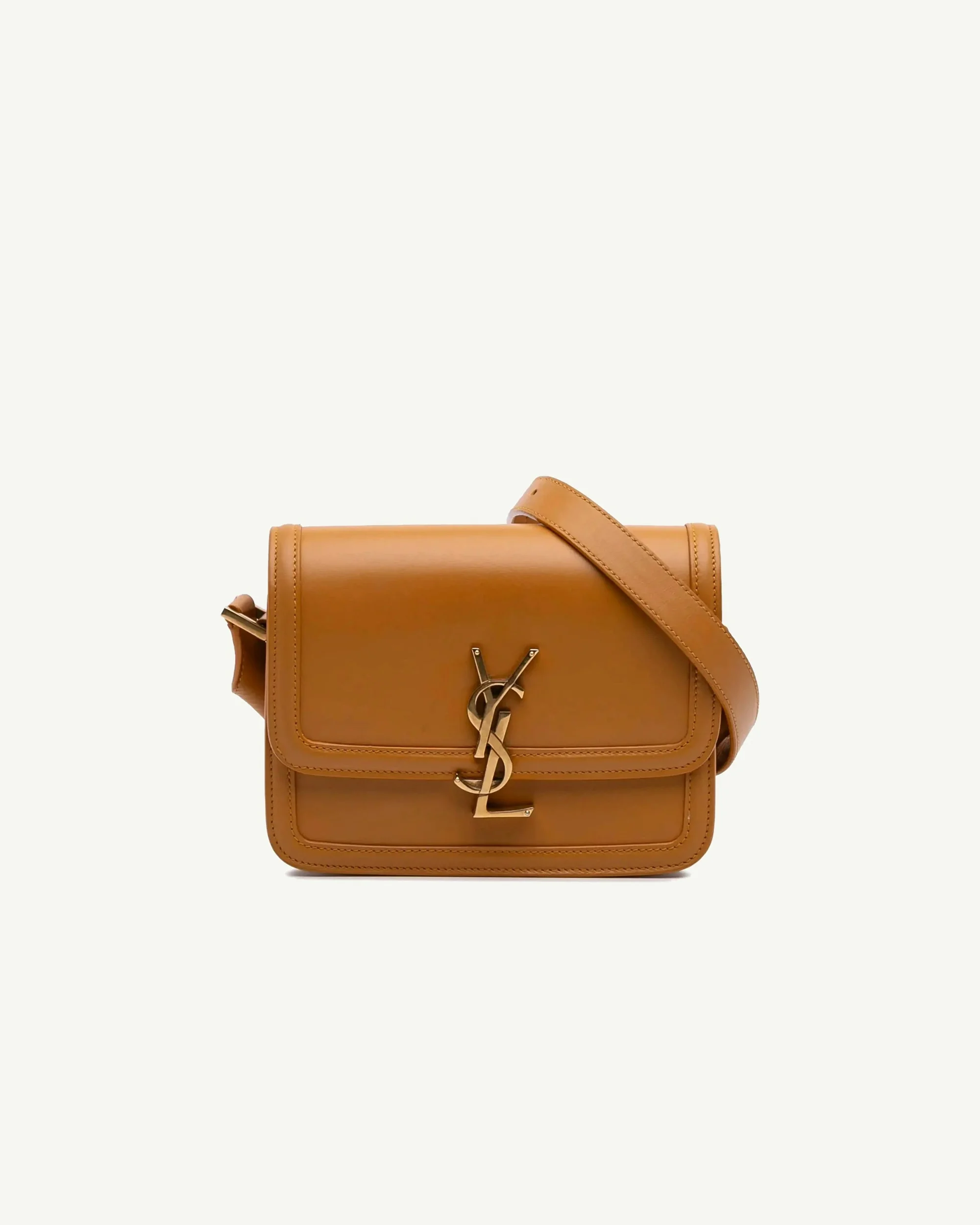 SAINT LAURENT Solferino Small Shoulder Bag — Caramel Brown