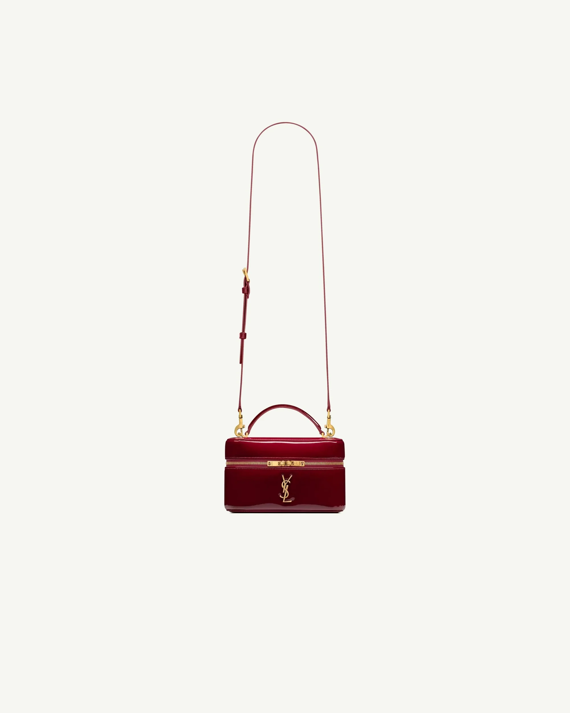 Saint Laurent Gaby Vanity Bag in Patent Leather — Dark Red