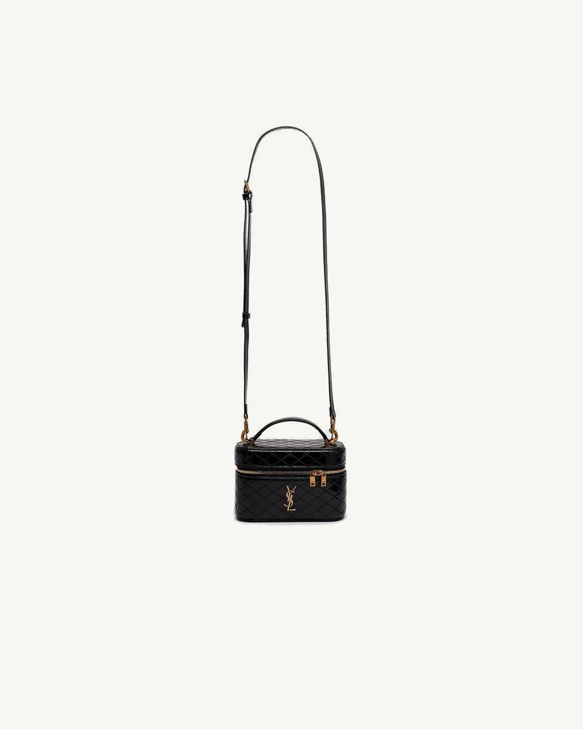 Saint Laurent Patent Gaby Vanity Bag — Black