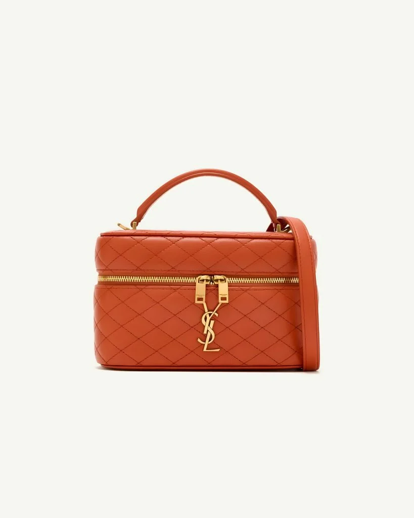 Saint Laurent Gaby Mini Vanity Bag in Orange Leather