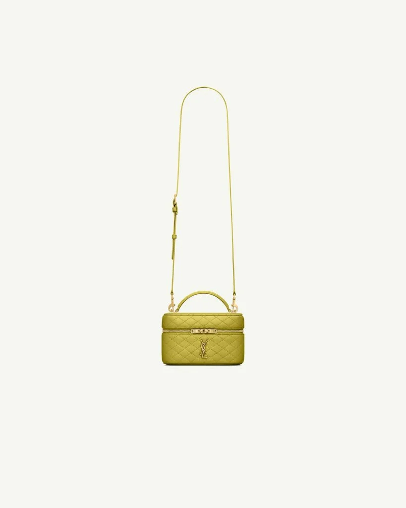 Saint Laurent Gaby Vanity Bag in Dark Yellow-Green Sheepskin