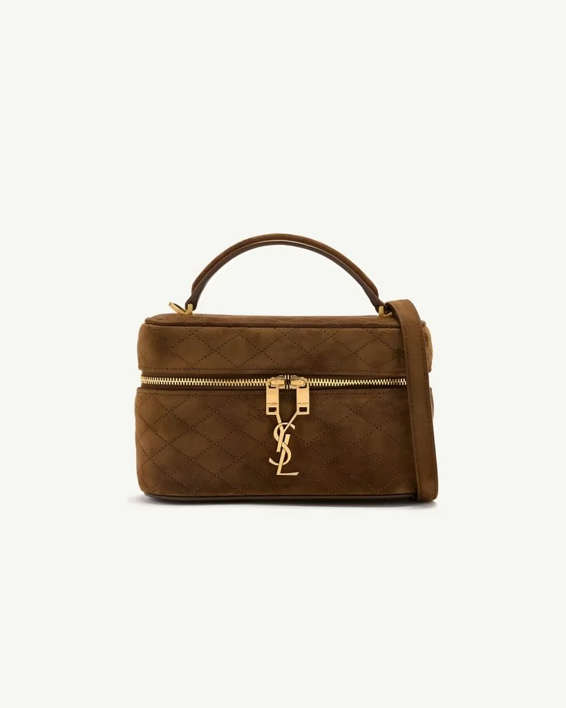 Saint Laurent Gaby Vanity Bag in Quilted Suede — Brown