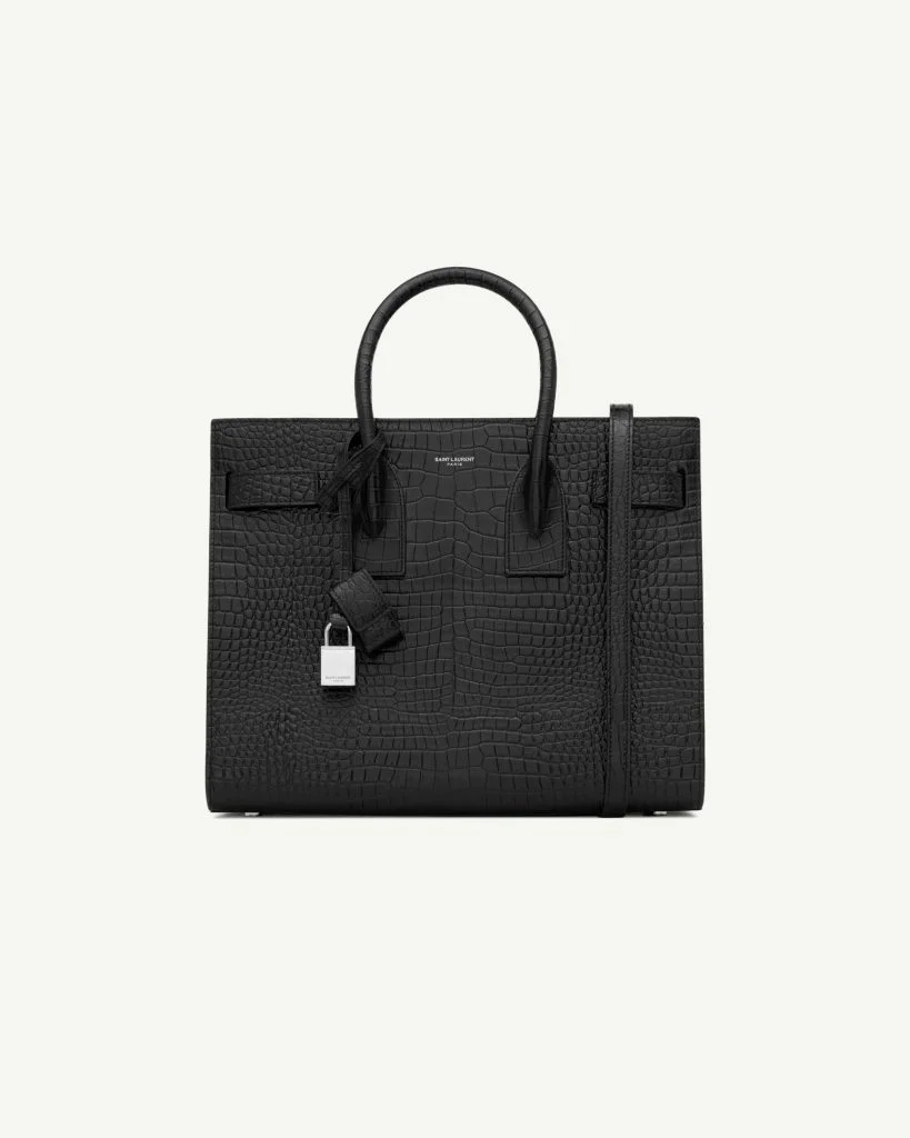 SAINT LAURENT Sac de Jour Small — Black Crocodile-Embossed Leather