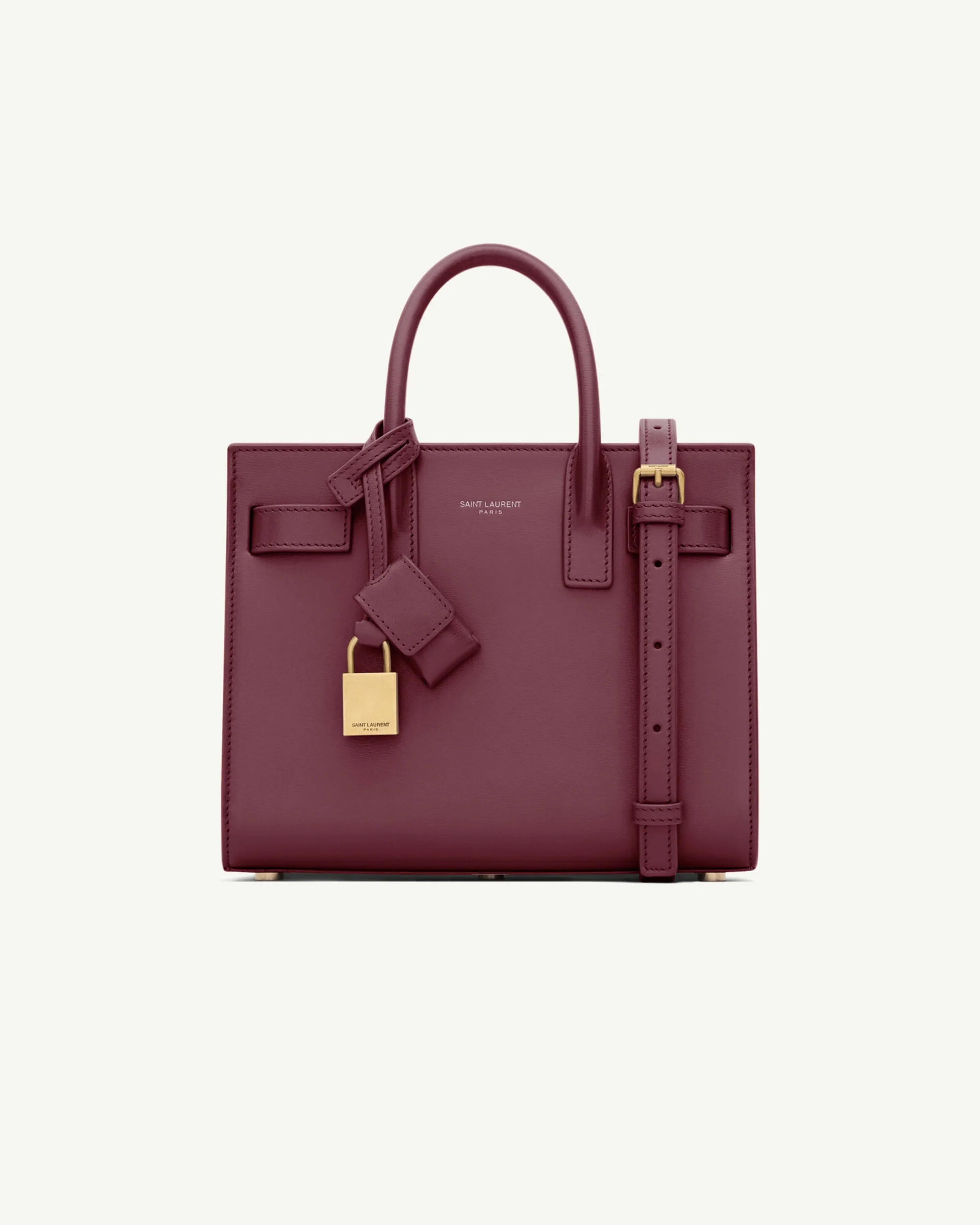 Saint Laurent Sac de Jour Nano in Smooth Leather — Rouge Cabernet