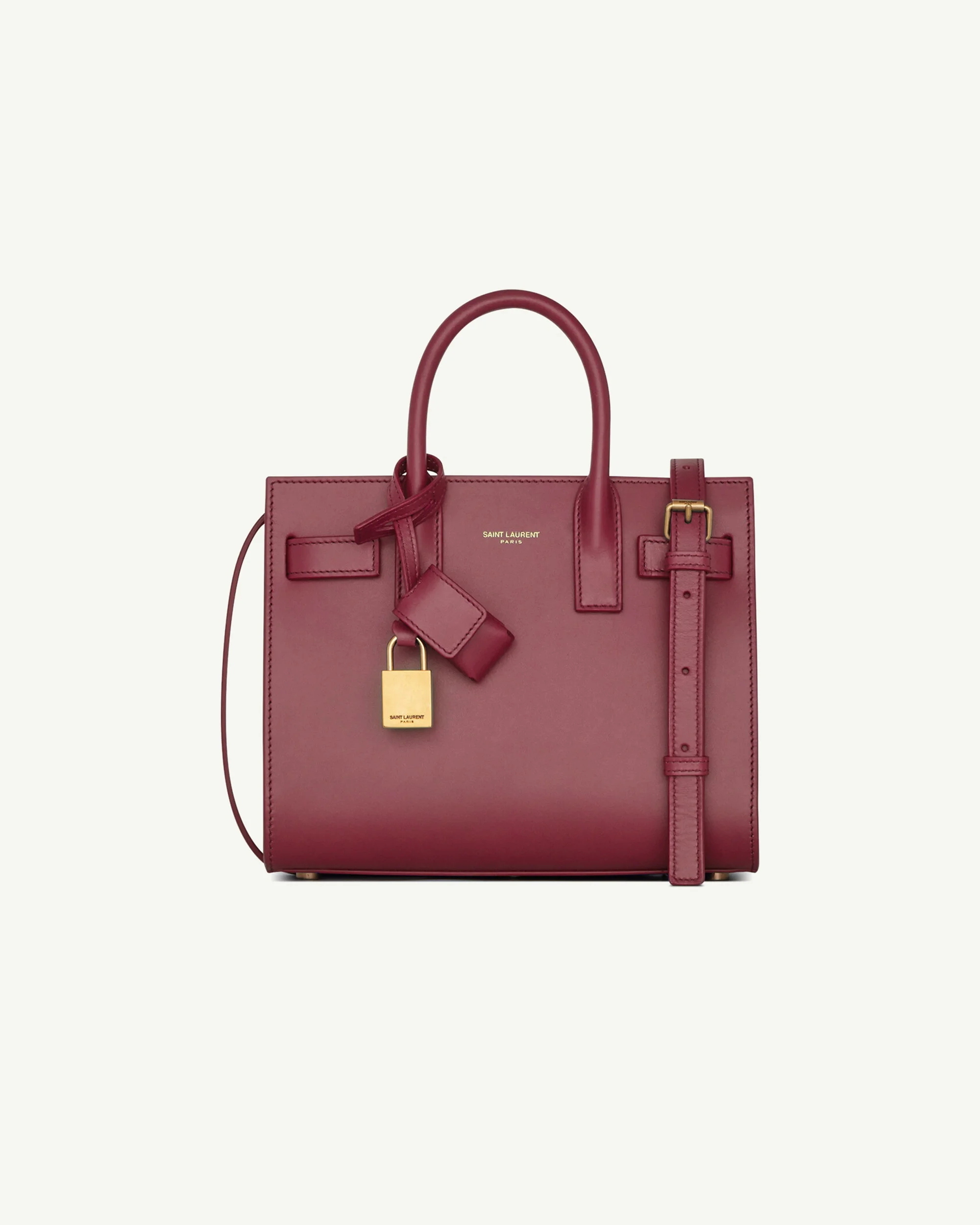 Saint Laurent Sac de Jour Nano in Smooth Leather — Rouge Merlot